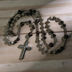 Natural Obsidian Yooperlite Rosary Necklace