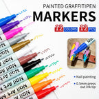 Nail Art Marker Set (12/24 Colors) – Waterproof DIY Nail Pens with Precision Tips for Easy Nail Design