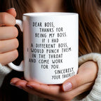 😂 Dear Boss Funny Mug – Hilarious Office Gift for Boss, Coworker or Work Bestie