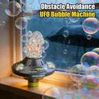 80ML Electric Flying Saucer Bubble Machine – Automatic Rotating Bubble Gun with LED Lights & Obstacle Avoidance for Outdoor Fun