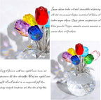 🎁Mother's Day Sale❤️ Crystal Colourful Rose Flower Collectible Figurine with Vase