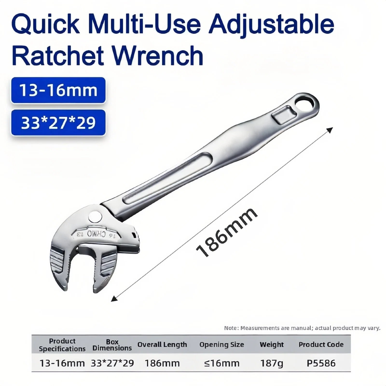 TyiiPlus Self-Setting Spanner - Heavy-Duty Adjustable Crab Claw Wrench