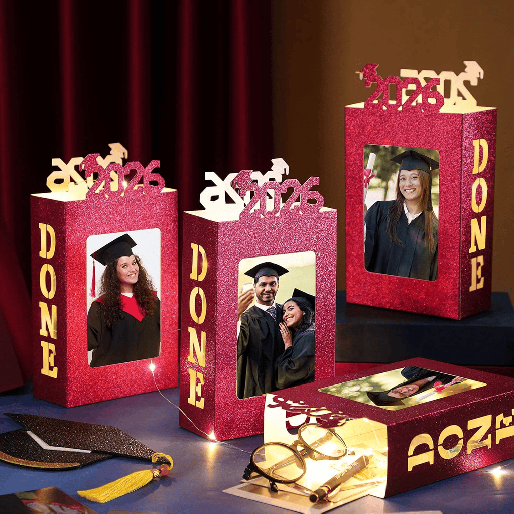 🎓4Pcs 2026 Graduation Centerpieces for Class of 2026-Fit 4x6in Photo| Fillable Picture Box