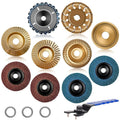 11PCS Wood Carving Disc Set for 4" or 4½" Angle Grinder – Stump Tool Grinding Wheel, Woodworking Attachment