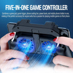 4-Finger Cooling Game Controller with Dual Fans for Mobile Gaming