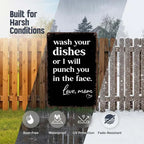 Funny "Wash Your Dishes or I'll Punch You in the Face" Metal Tin Sign, 8 × 12 in