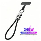240W USB-C Lanyard Charging Cable – 2-in-1 Phone Strap & Fast Charger