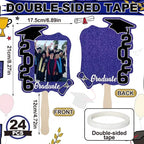 🎓Class of 2026 Graduation Fan Set (24 Pack) — Double-Sided Photo Props with Handles