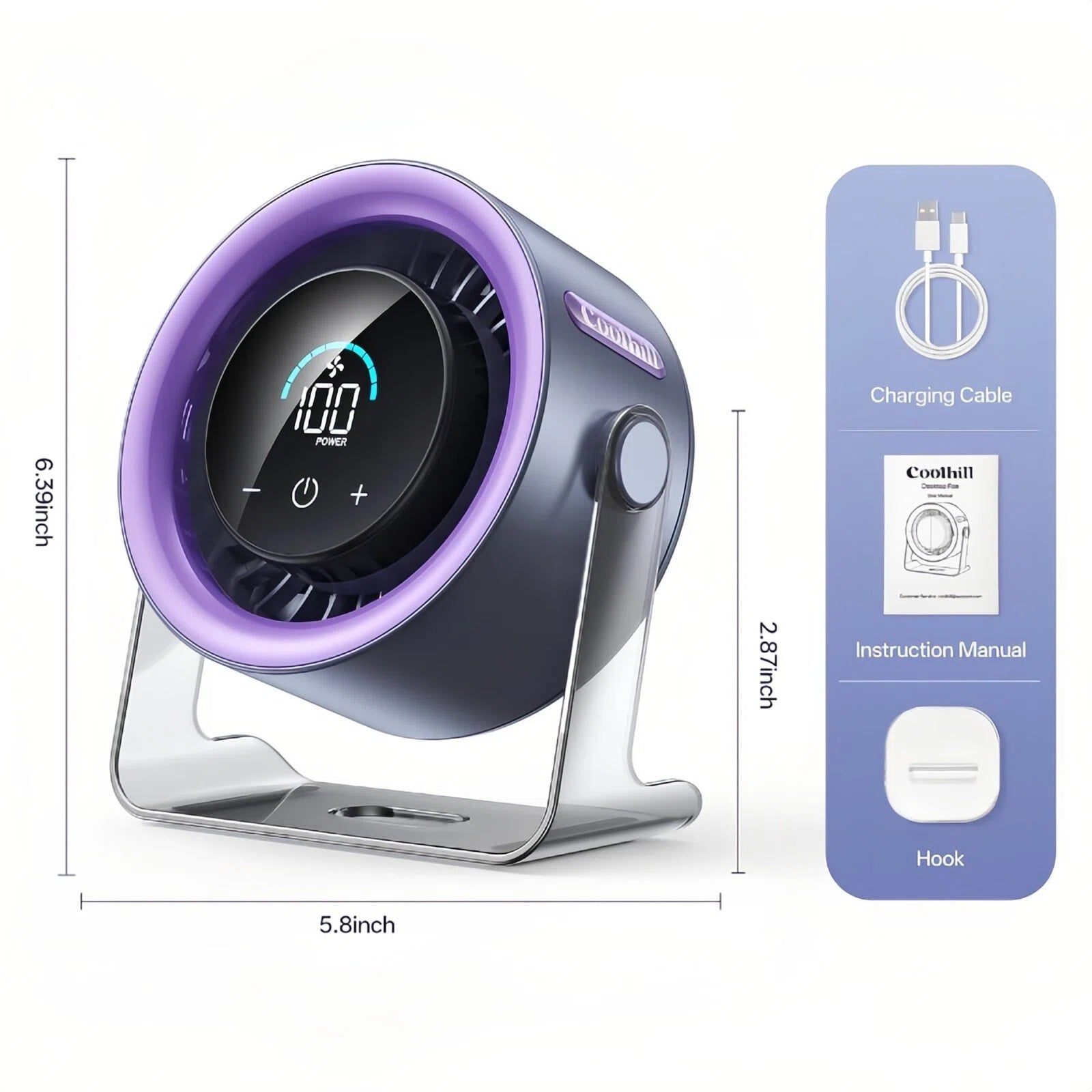 TyiiPlus Digital Display Quiet Table Fan with Turbo Airflow