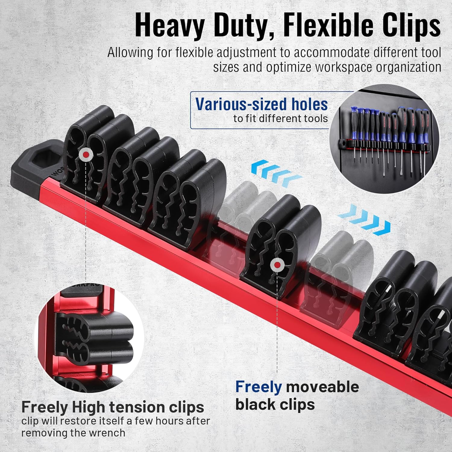 Magnetic Screwdriver & Wrench Organizer – 12-Slot Aluminum Rail, Tool Holder for Garage & Workshop