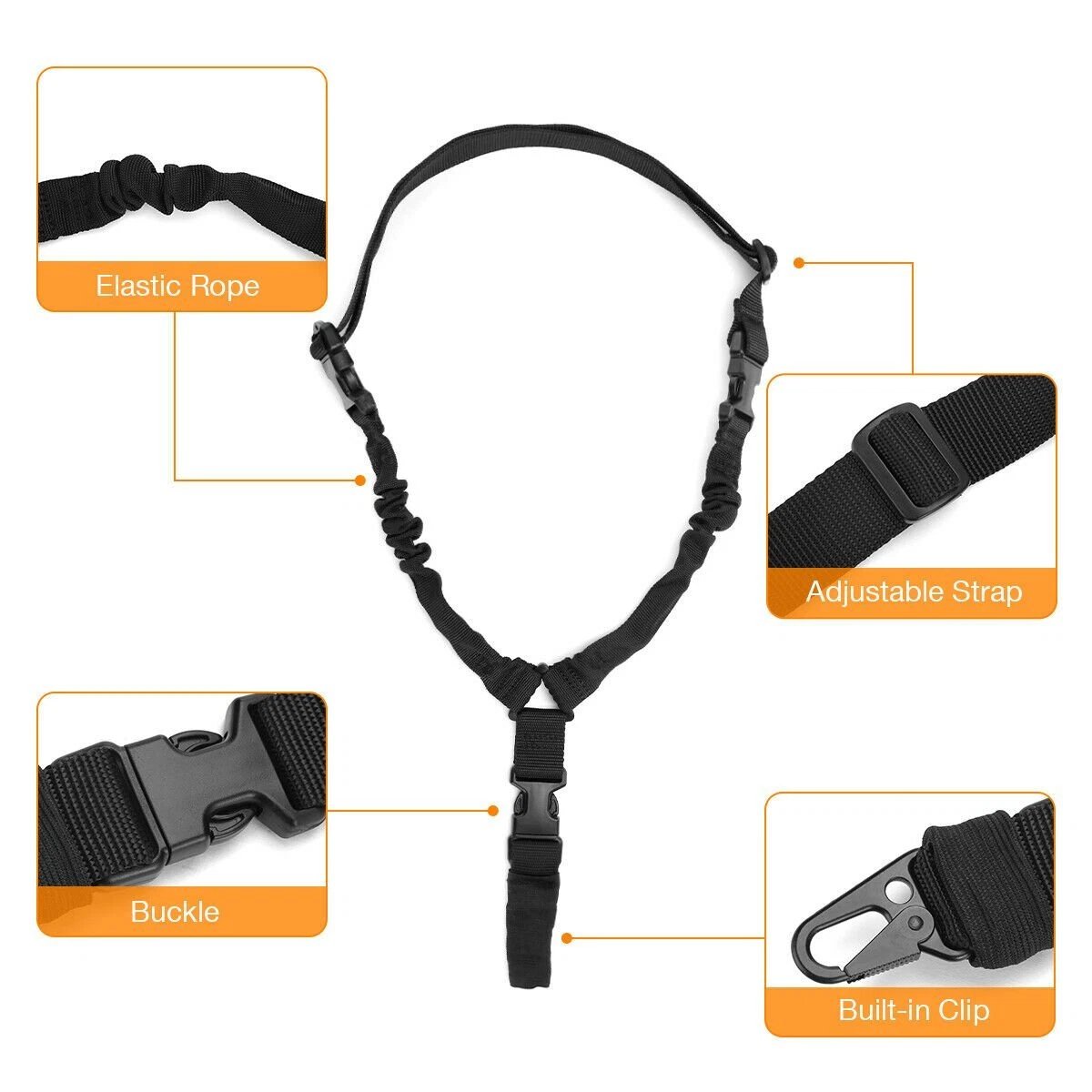 Tactical Single Point Bungee Sling with M-LOK QD Mount