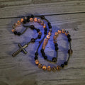 Natural Obsidian Yooperlite Rosary Necklace