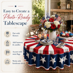 Patriotic Starburst Round Tablecloth