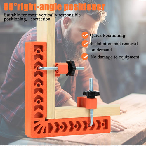 90 graders hörnfäste och positioneringssats - (3" 4") tum x 8 rätvinkliga klämmor med 8 klämmor ABS-plast L-format verktyg