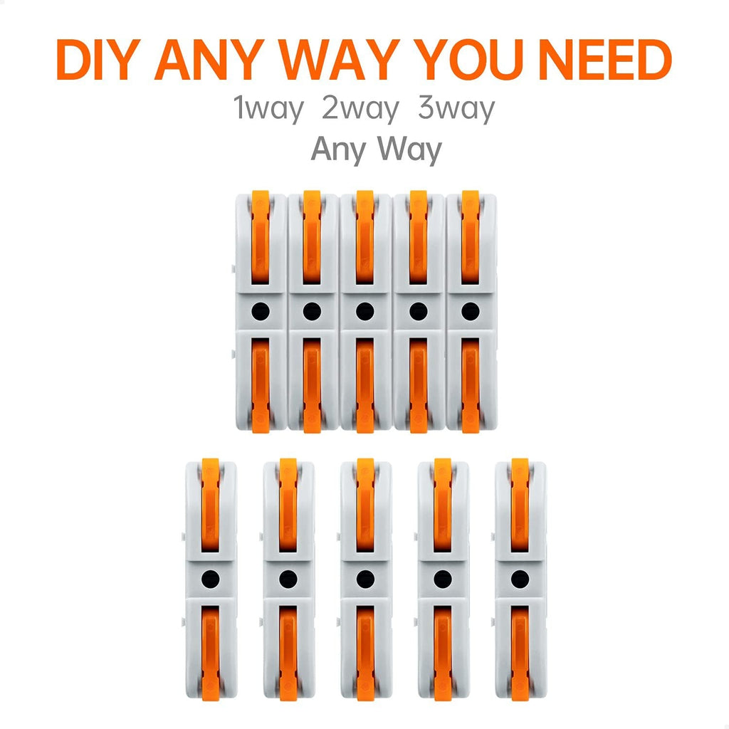 Universal Quick Lever Electrical Wire Connectors (24-12 AWG) Assortment (50/100Pcs) + Wire Stripper