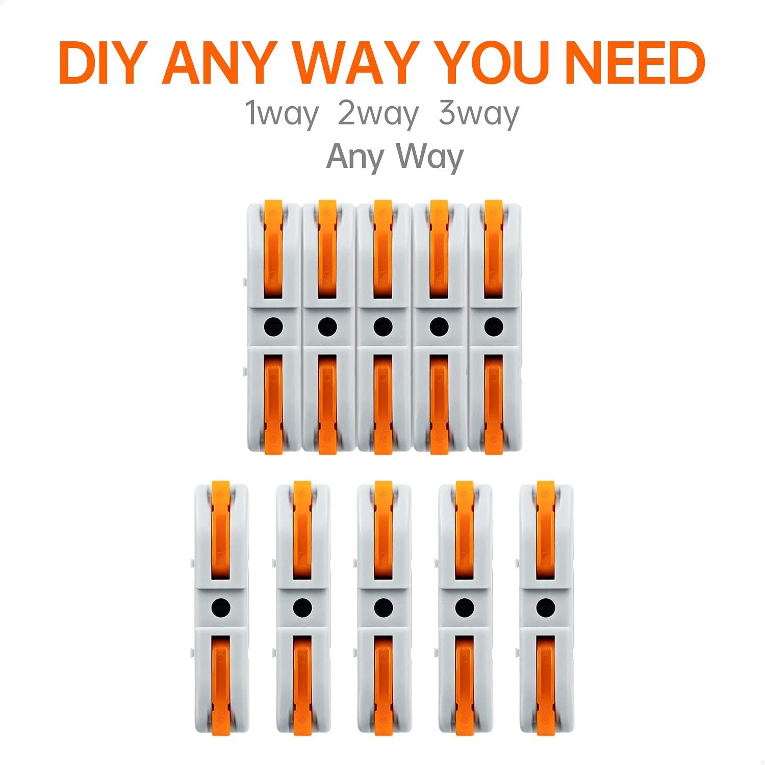 Universal Quick Lever Electrical Wire Connectors (24-12 AWG) Assortment (50/100Pcs) + Wire Stripper
