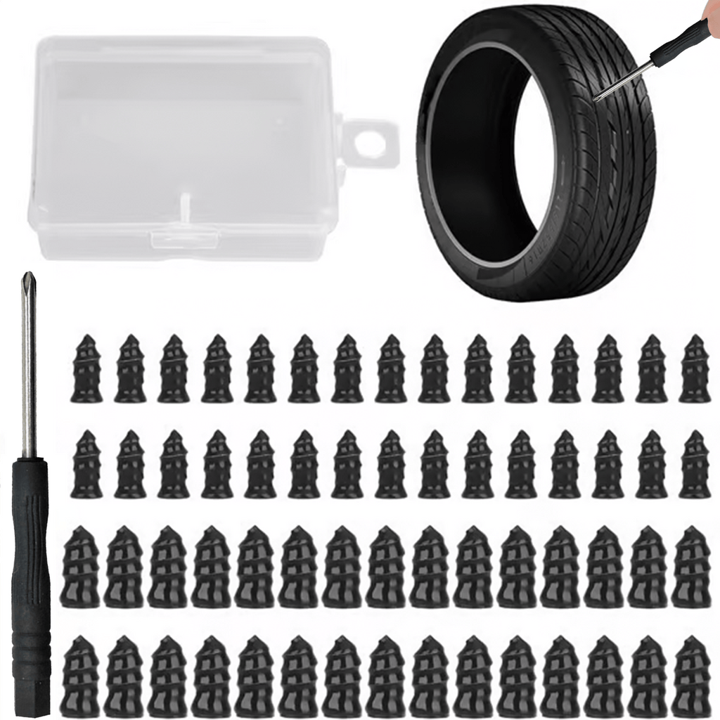 🔩60PCS Tire Repair Rubber Nails Kit, 2 Sizes Instant Flat Tire Fix 🚗 No Jack Needed