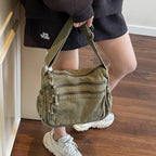 Multi-Pocket Canvas Crossbody Bag for Daily Travel