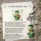 "Slow, Steady & So Proud!" 🐢 The Little Turtle Graduate Keychain & Keepsake Poem Card Set 🎓(2D Acrylic)